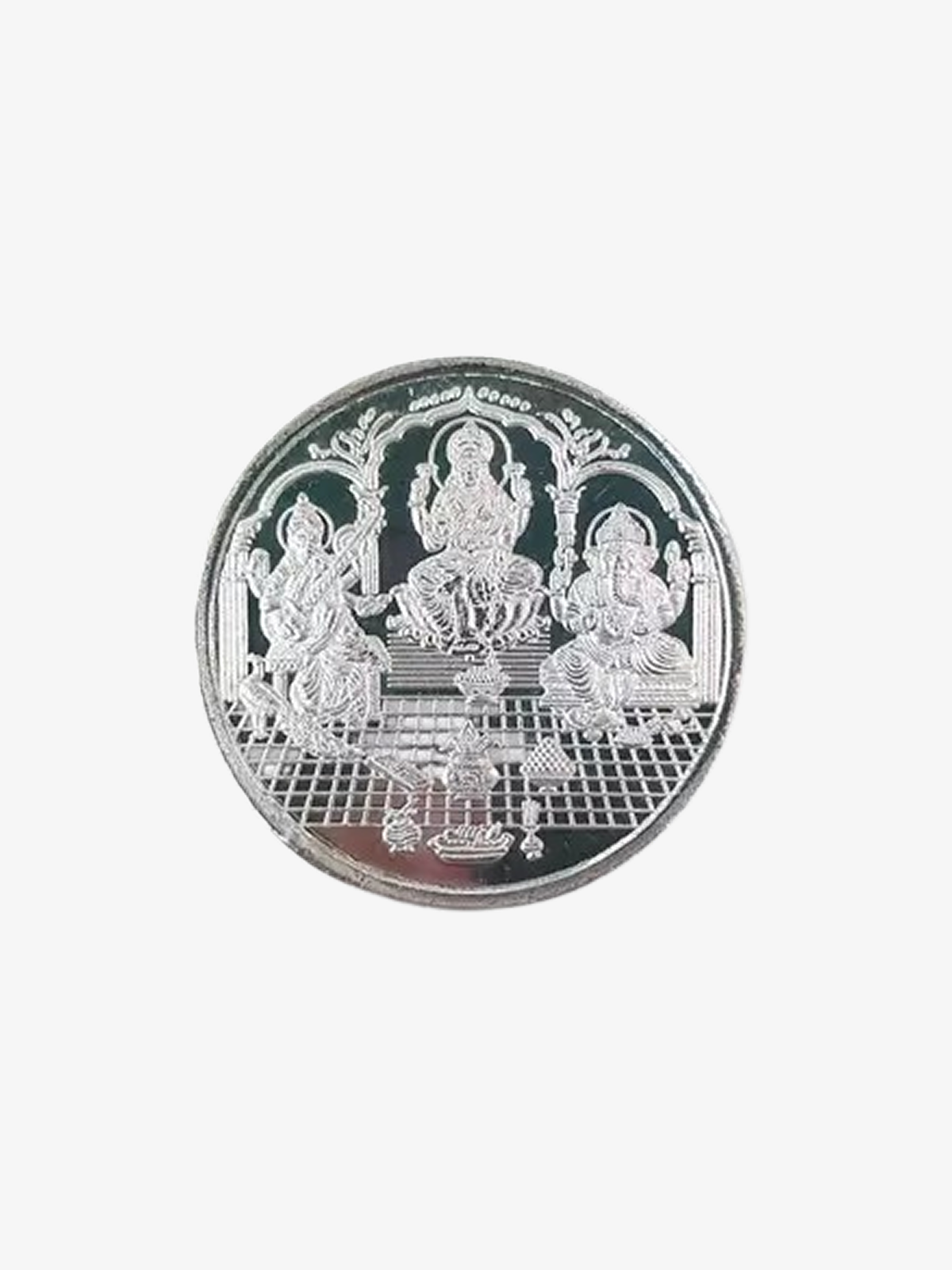 Trinity Silver Coin – Lakshmi, Saraswati & Ganesha